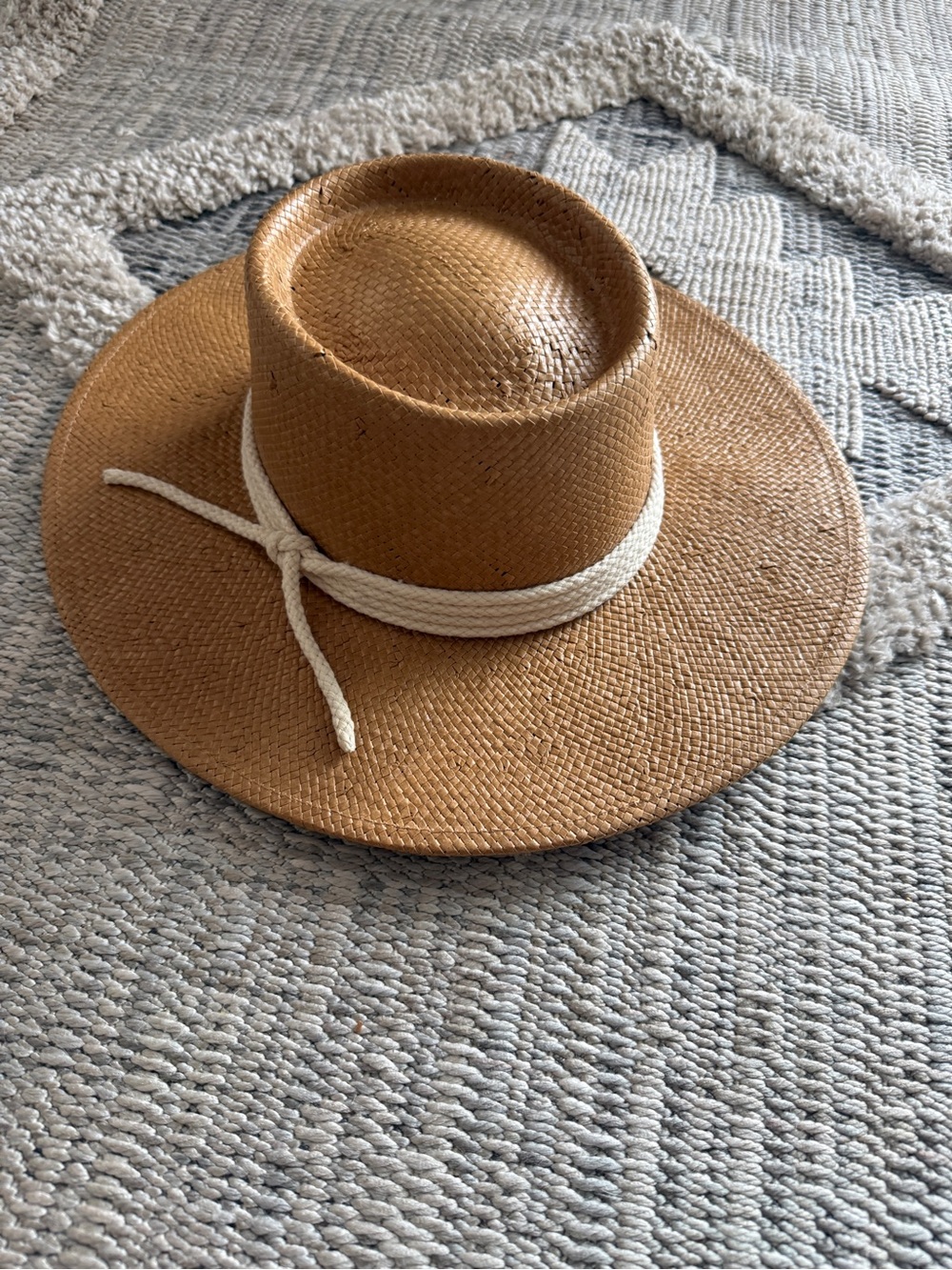 GIGI PIP Tan Straw Rancher Hat with White Rope Band